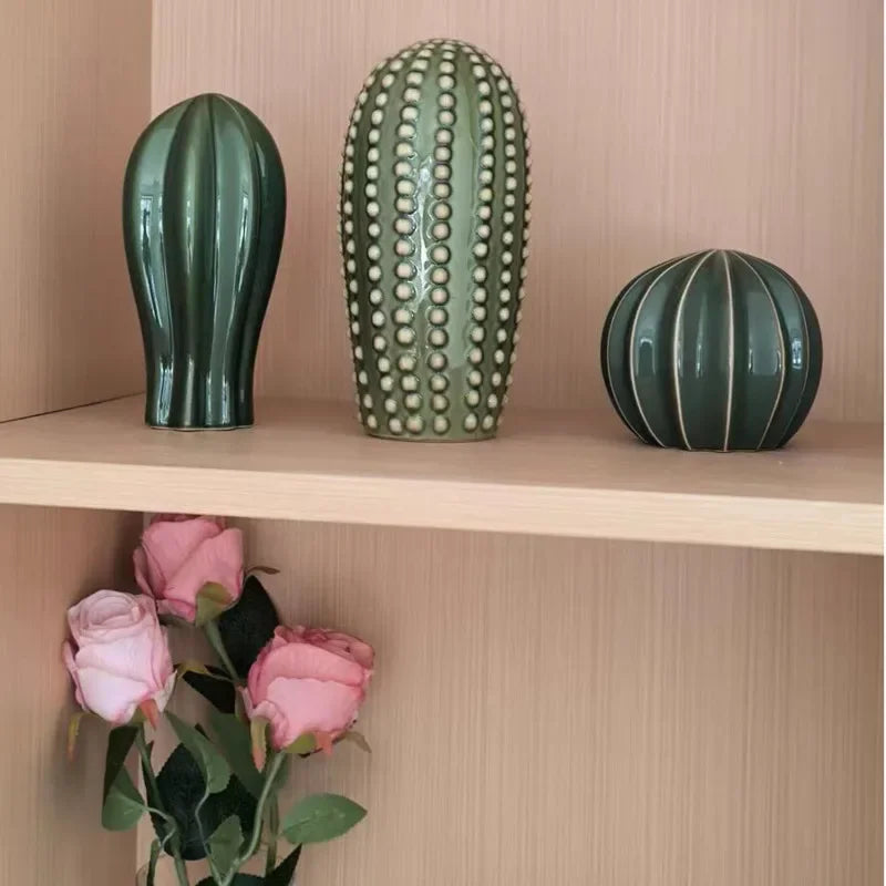 Nordic Ceramic Handicraft Simulation Cactus Ornaments, Arte criativa, Mobiliário doméstico decorativo, Adereços de fotografia, Green Room Decor