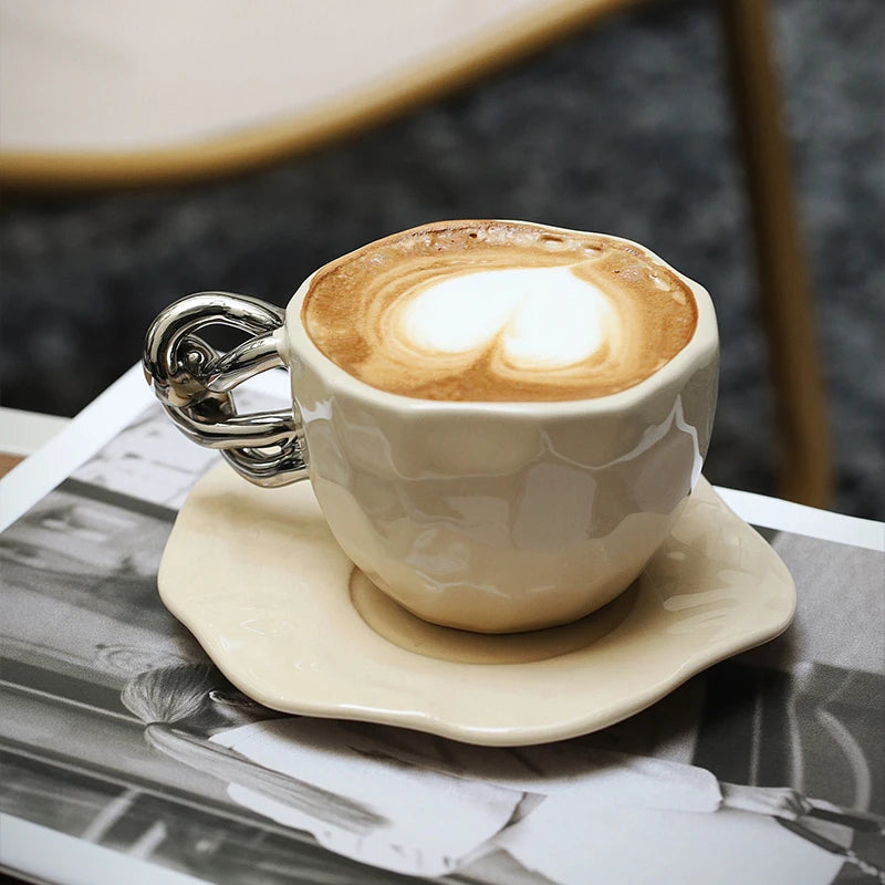 Ahunderjiaz-Retro Casa Caneca De Café, Pires E Xícara De Cerâmica Criativa Com Alça, Copos De Casa, Presente De Aniversário, Novo, 2024
