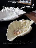 Ahunderjiaz-Creme Placa De Cerâmica Shell, Exibição De Jóias Bandeja De Armazenamento, Talheres De Cozinha Decorações, Armazenamento Em Casa E Organização