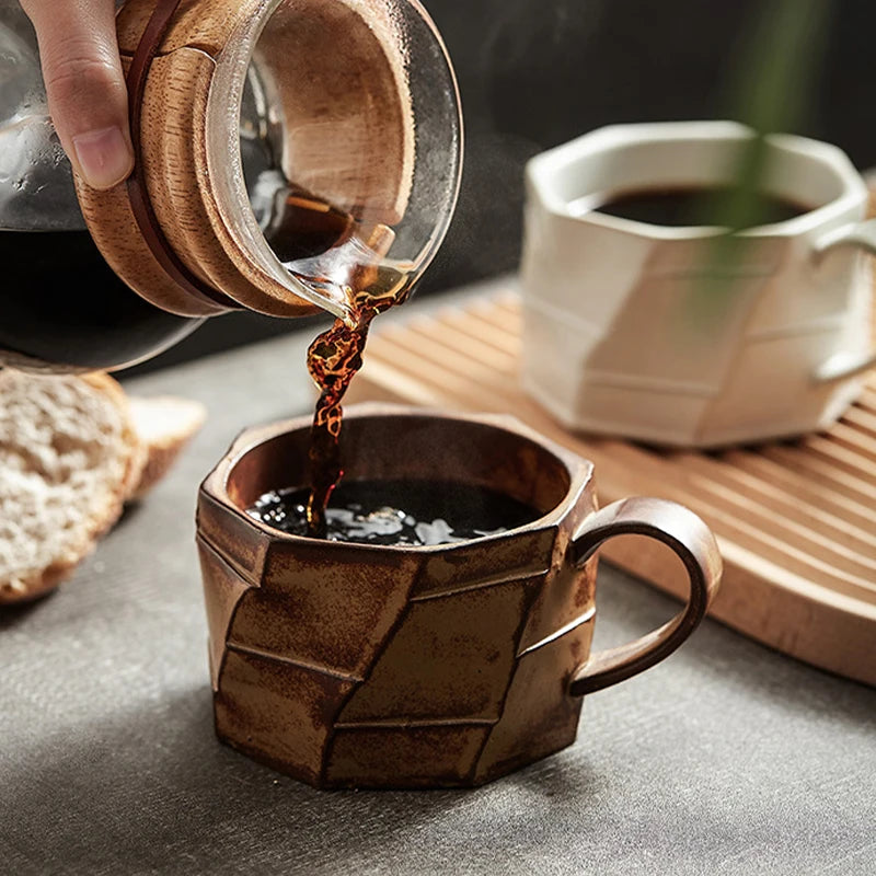 Japonês Retro Cerâmica Casal Xícara De Café, Latte Simples, Puxe Caneca De Flor, Copos De Chá, Doméstico