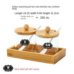 Criativo vidro spice jar casa três-peça sal frasco de açúcar com tampa spice pepper caixa de armazenamento recipiente de vidro decoração para casa