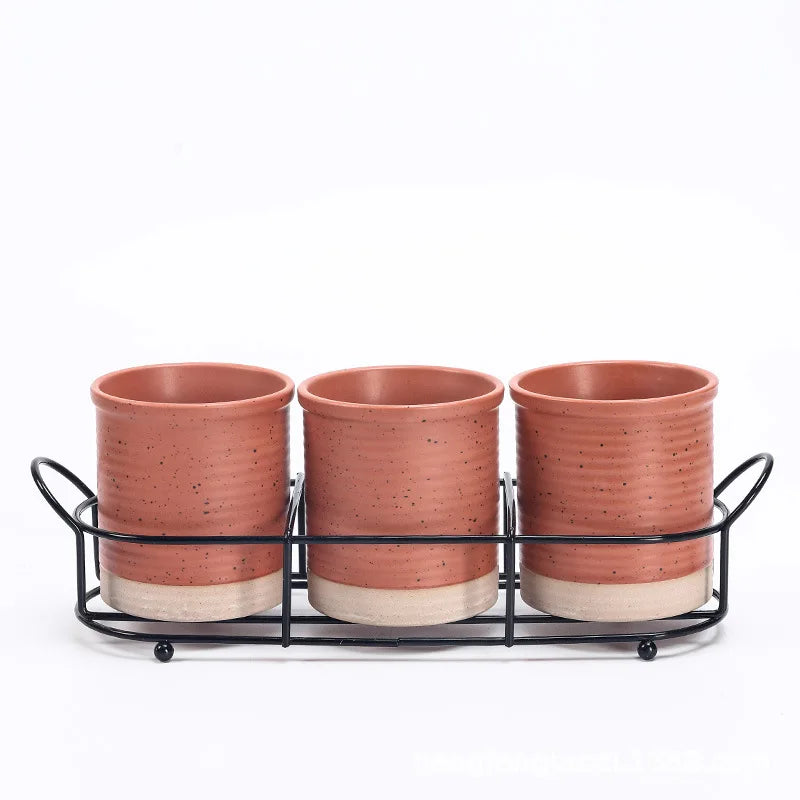 Bandeja De Cerâmica Criativa Pauzinhos, prateleira de mesa, planta em vaso, Pauzinhos domésticos Garfo Colher Caixa De Armazenamento, armazenamento De Lanches De Frutas