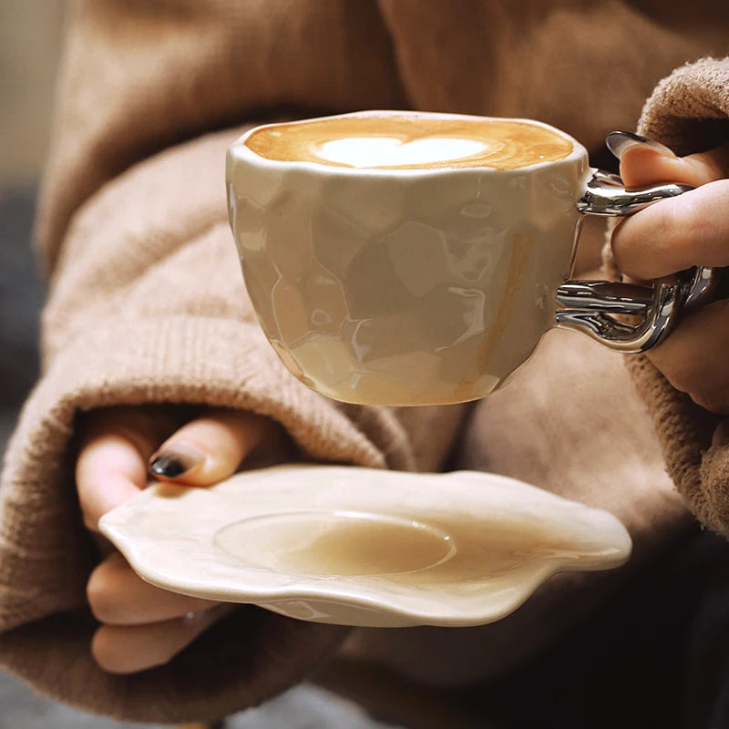 Ahunderjiaz-Retro Casa Caneca De Café, Pires E Xícara De Cerâmica Criativa Com Alça, Copos De Casa, Presente De Aniversário, Novo, 2024