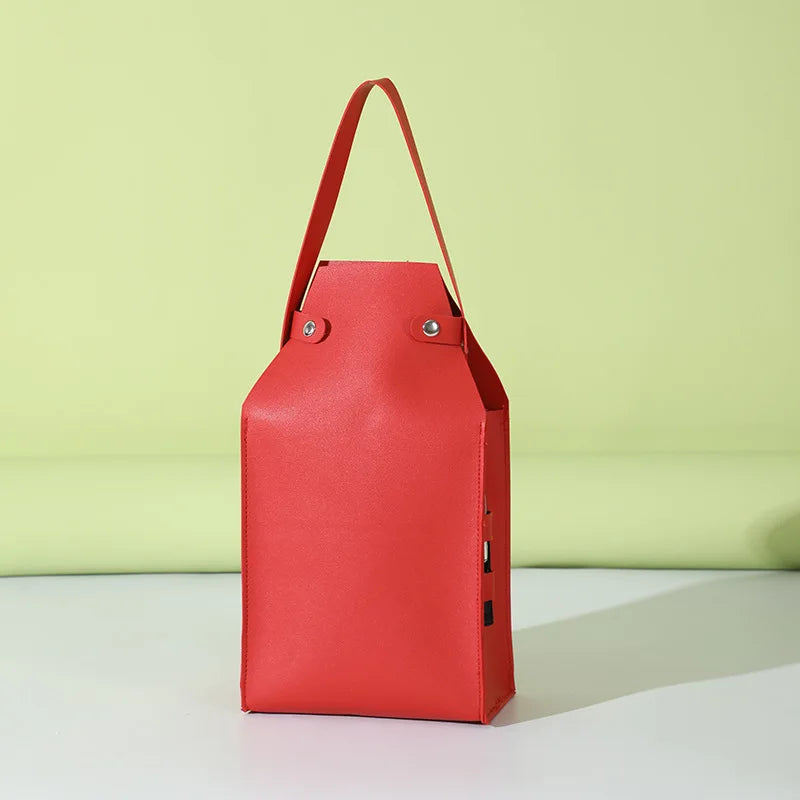 Saco de embalagem do vinho vermelho do couro do plutônio com alças, portadores reutilizáveis do vinho, bolsa de champanhe, saco de embalagem de 2 garrafas