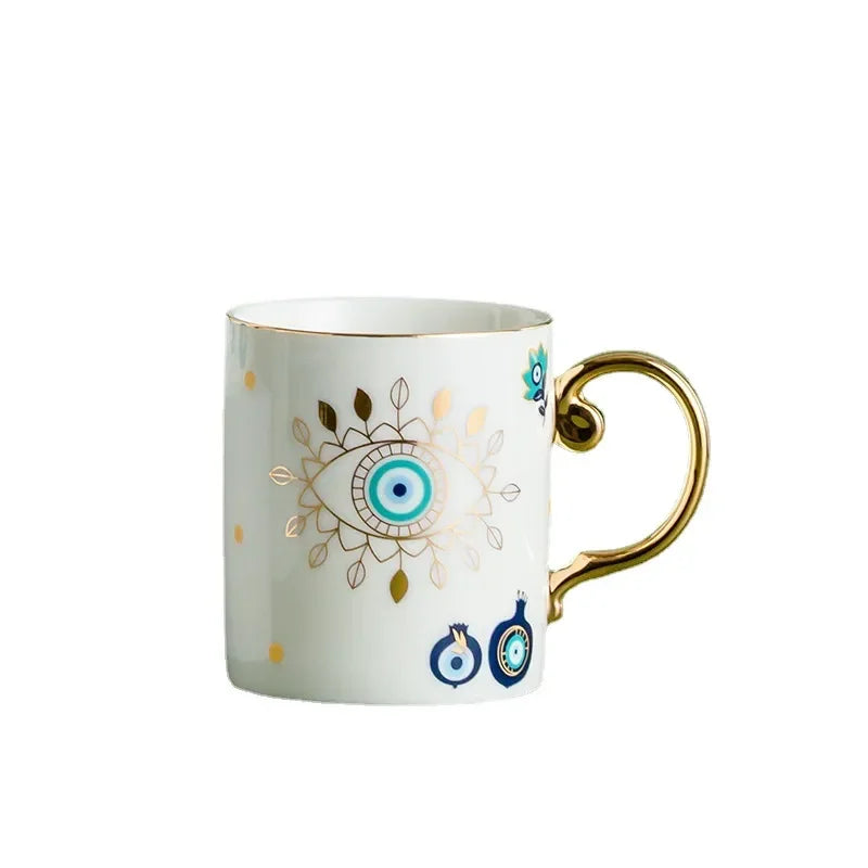 Hamsa Mão de Fátima Criativa Caneca De Café De Cerâmica, Copo De Novidade De Leite Turco, Olho Azul Malvado, Presentes Para Casais
