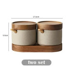 Frasco De Tempero De Cerâmica Retro com Tampa De Madeira, Garrafa De Armazenamento De Pimenta, Sal Redondo e Pimenta, Ferramenta De Cozinha