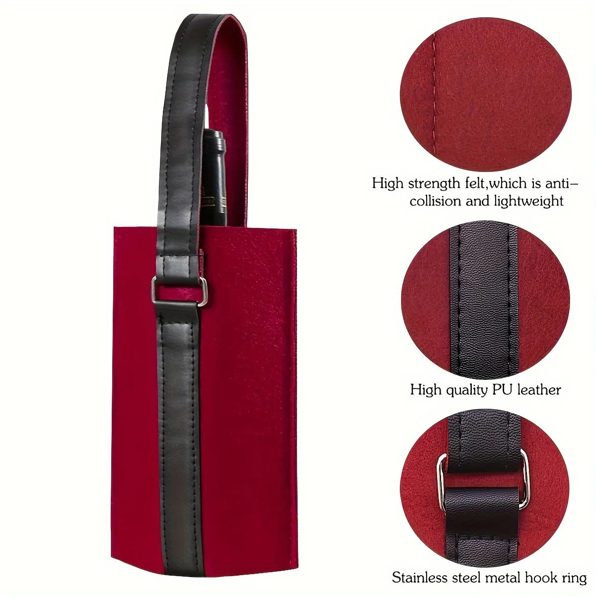 Garrafas de vinho Felt Stand sacola com alças, 2 sacos de vinho com divisórias, personalizável e reutilizável, casamentos e aniversários