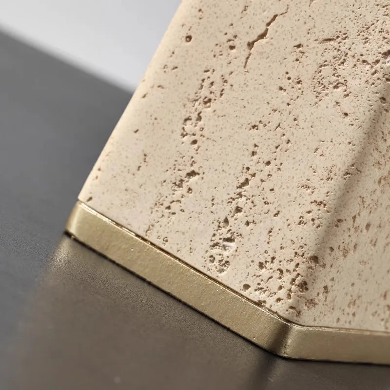 Ahunderjiaz Wabi-Sabi Estilo Natural Amarelo Caverna Pedra Caixa De Armazenamento, Criativo Desktop Pen Titular Ornamentos, Decoração Para Casa