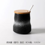 Frasco De Tempero De Cerâmica Com Colher, Frasco De Especiarias De Açúcar De Sal, Conjunto De Caixa De Tempero De Glutamato Monossódico, Suprimentos De Cozinha Vintage