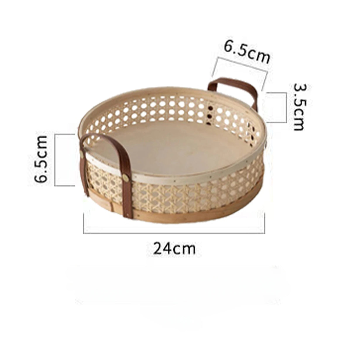 Estilo nórdico rattan tecido coleção bandeja cesta alça de couro pequena cesta circular aromaterapia conjunto chá cesta pão