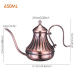 Chaleira de café em aço inoxidável, pote de chá, gotejamento retrô Gooseneck, bico, filtro gotejador, Home Pots, 420ml, 650ml