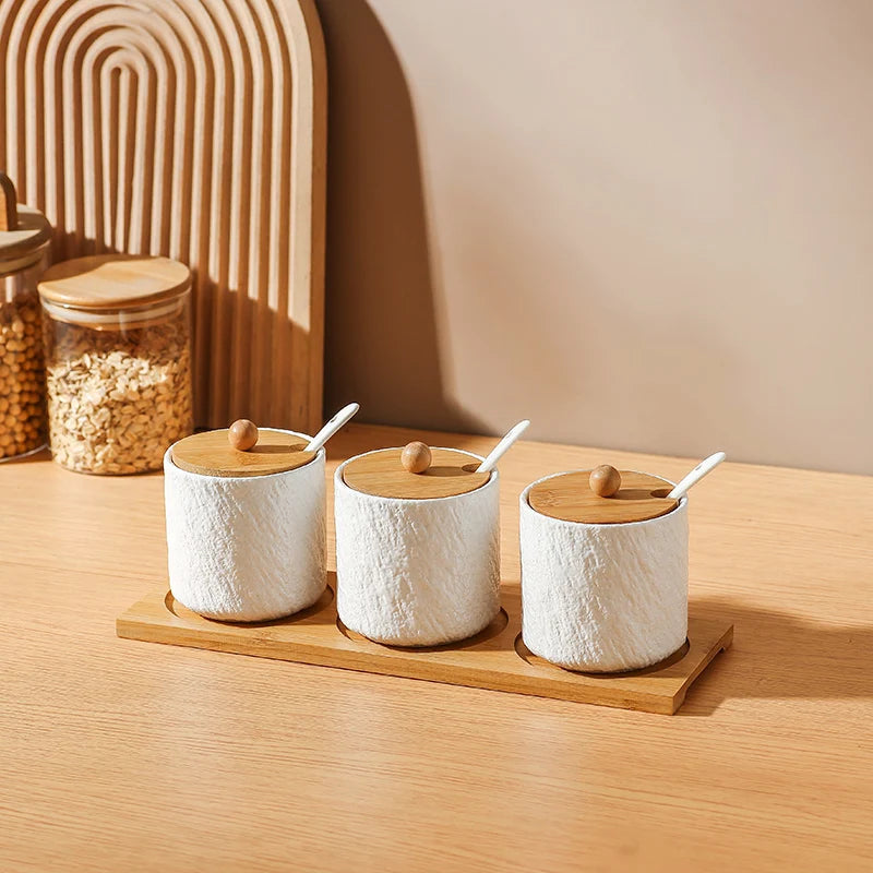 Jarra de cerâmica com padrão de pedra criativa, pote de óleo, garrafa de pimenta, cozinha doméstica, pimenta, açúcar, sal, recipiente de armazenamento de alimentos