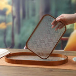 Bandeja de vidro com flores da begônia, xícara de chá, organizador de joias, bandeja para festa, sala de hóspedes, sala de jantar, evento