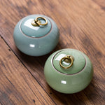 Celadon-chá pode, cerâmica armazenamento pode, gelo rachado chá pode, armazenamento de doces, selado, para café