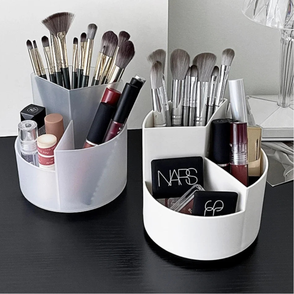 360 ° Caixa de armazenamento de pincel de maquiagem rotativa balde ins lápis de sobrancelha batom transparente de grande capacidade