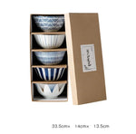 4.5 polegadas tigela de cerâmica tigela cozinha talheres conjunto tigela estilo japonês personalizado tigela arroz vintage padrão caixa presente 5 pçs