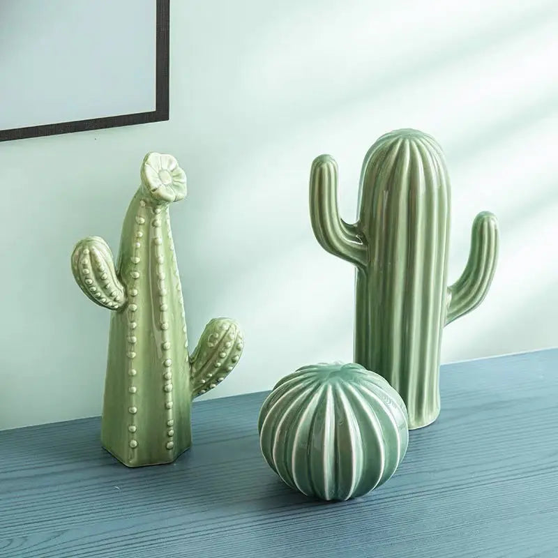 Nordic cerâmica artesanato simulação cactus ornamentos arte decorativa mobiliário doméstico fotografia adereços verde decoração do quarto