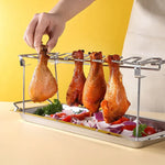 Aço inoxidável BBQ Chicken Leg Racks, Portable Outdoor Camping Churrasqueira, Acessórios de cozinha doméstica, 2Pcs por conjunto