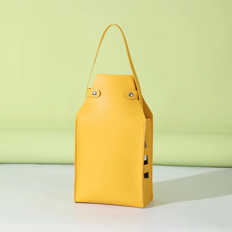 Saco de embalagem do vinho vermelho do couro do plutônio com alças, portadores reutilizáveis do vinho, bolsa de champanhe, saco de embalagem de 2 garrafas