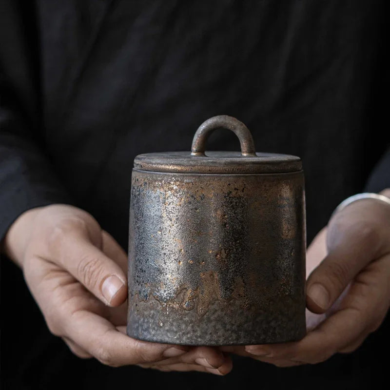Frascos De Armazenamento Selados De Cerâmica Retro, grés De Chá, Resistente à Umidade, Frascos Japoneses, Quatro Estações, Jarra De Armazenamento Doméstico