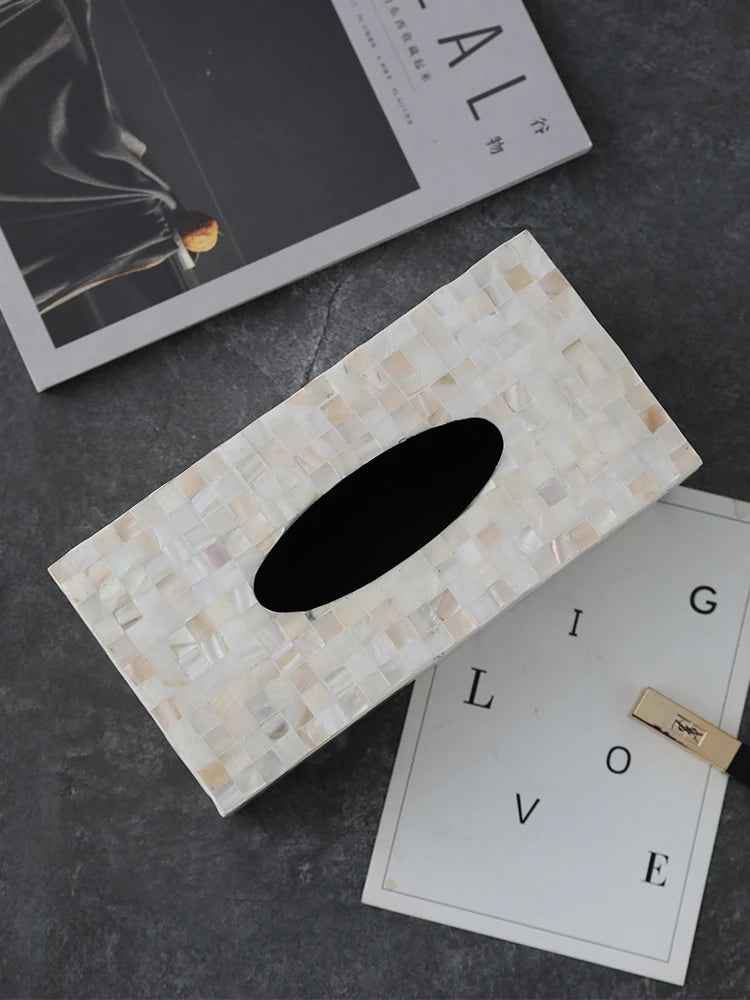 Ahunderjiaz-Original Colorido Shell Caixa De Tecido, Sala De Armazenamento, Luz, Luxo, Casa, Cozinha, Ornamentos Decorativos