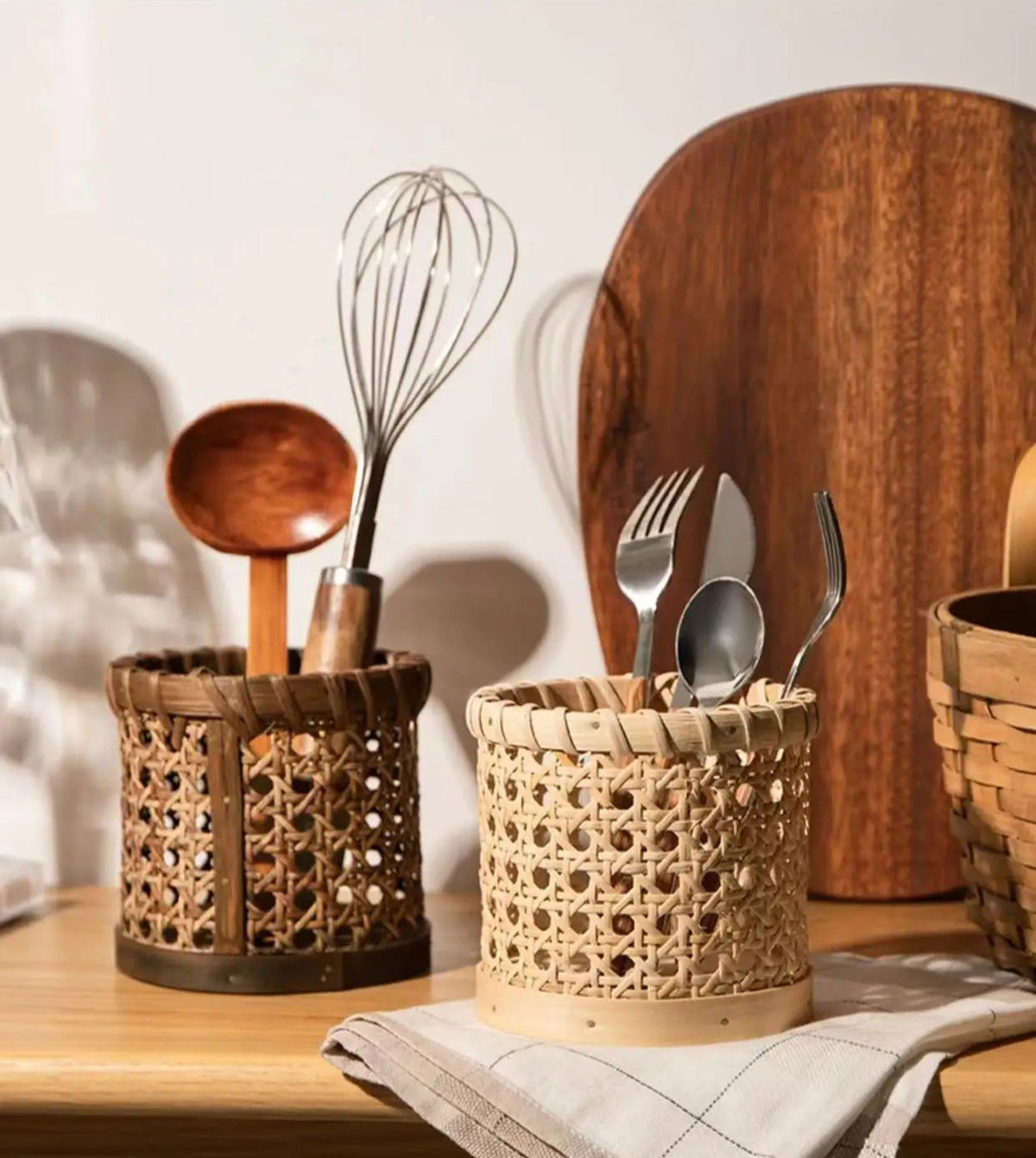 Estilo nórdico rattan tecido coleção bandeja cesta alça de couro pequena cesta circular aromaterapia conjunto chá cesta pão