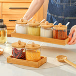 Criativo vidro spice jar casa três-peça sal frasco de açúcar com tampa spice pepper caixa de armazenamento recipiente de vidro decoração para casa