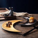 Criativo Golden Moon Prato De Cerâmica Lanche Prato De Sobremesa Em Forma De Talheres Prato De Culinária Hotel Restaurante Utensílios De Cozinha Decoração