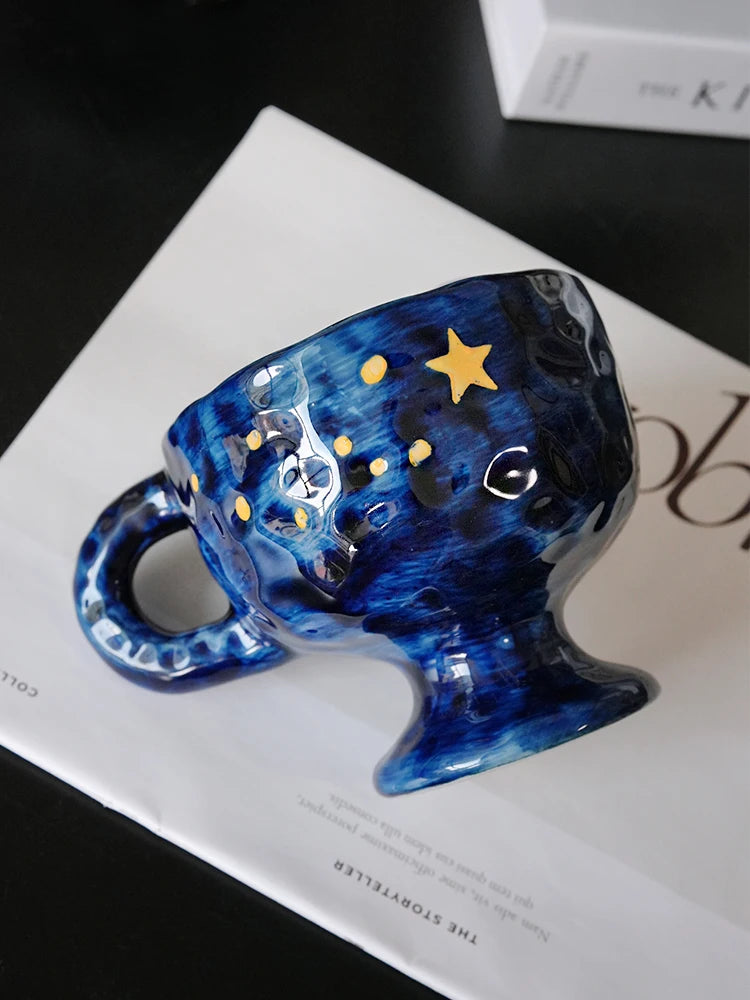 Ahunderjiaz-Retro Azul Cerâmica Caneca De Café, Cozinha Beber Set, Home Drinkware, Drinkware Decoração