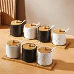 Jarra de cerâmica com padrão de pedra criativa, pote de óleo, garrafa de pimenta, cozinha doméstica, pimenta, açúcar, sal, recipiente de armazenamento de alimentos