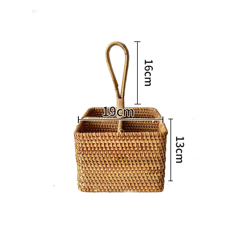 Caixa De Armazenamento De Rattan Artesanal Para Sala De Estar, Cesta De Mesa De Café, Top De Vinho Tinto, Rack De Armazenamento, Decoração De Mobiliário Doméstico