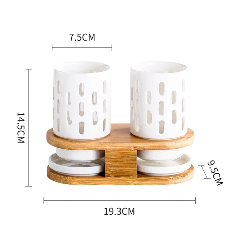 Conjunto de hashis de cerâmica, conjunto multifuncional de tubos para armazenamento de colher, hashi e garfo caixa de armazenamento de cozinha