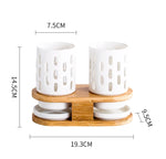 Conjunto de hashis de cerâmica, conjunto multifuncional de tubos para armazenamento de colher, hashi e garfo caixa de armazenamento de cozinha