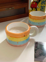 Ahunderjiaz-Cartoon Rainbow Caneca De Cerâmica, Grande Capacidade, Copos Domésticos, Conjunto De Bebidas De Cozinha, Decoração De Casa