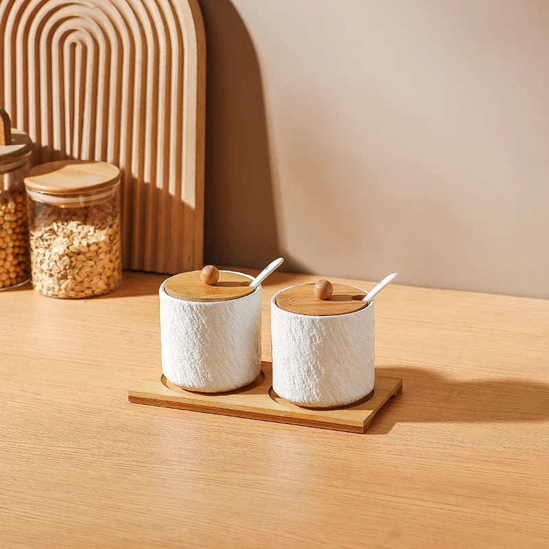 Jarra de cerâmica com padrão de pedra criativa, pote de óleo, garrafa de pimenta, cozinha doméstica, pimenta, açúcar, sal, recipiente de armazenamento de alimentos