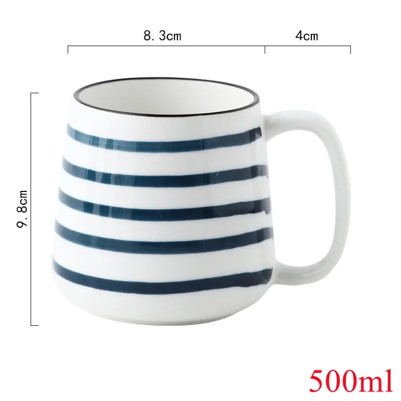 Copo cerâmico com leite matinal com alça, estilo tradicional, suco, café, cerveja, sopa, chá da tarde, escritório, presente para pessoas, 500ml