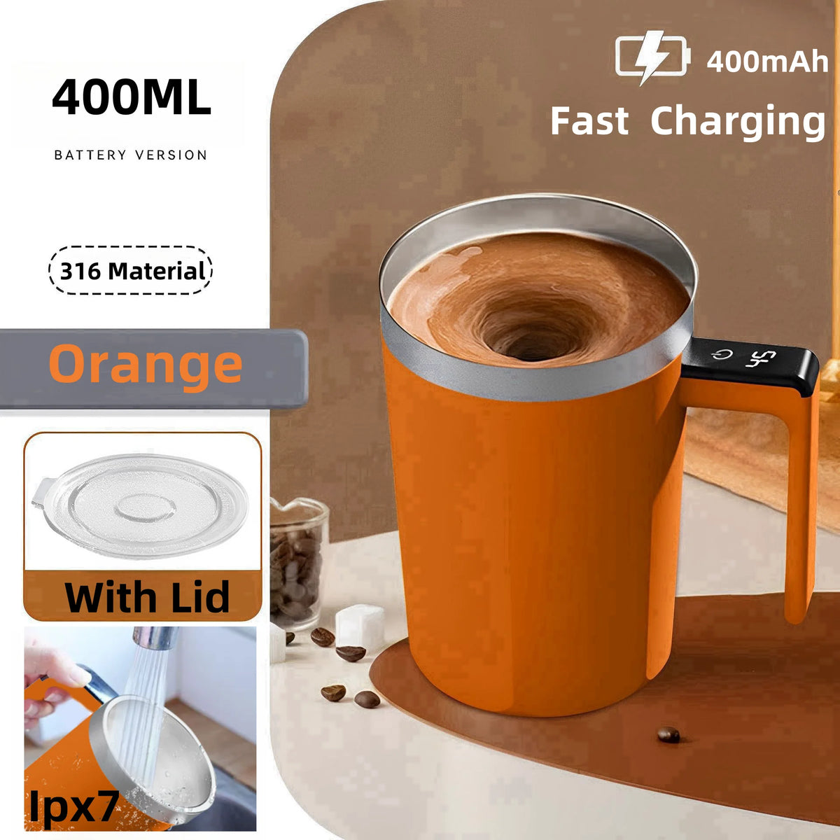 USB recarregável automática caneca de café, copo de café elétrico, auto mistura caneca, IP67 impermeável, alimento seguro caneca de café para chá, novo, 2024