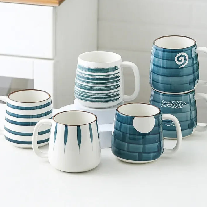 Copo cerâmico com leite matinal com alça, estilo tradicional, suco, café, cerveja, sopa, chá da tarde, escritório, presente para pessoas, 500ml