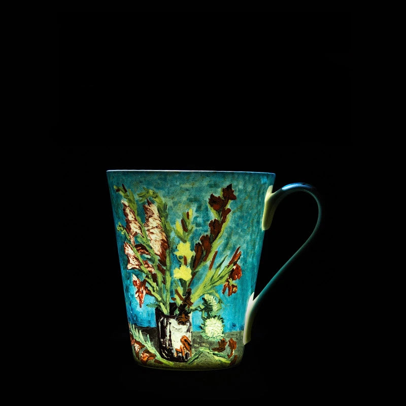 Novo estilo pintados à mão pintura a óleo caneca de café artista céu estrelado cerâmica caneca osso china copo caixa de presente de aniversário de casamento presente