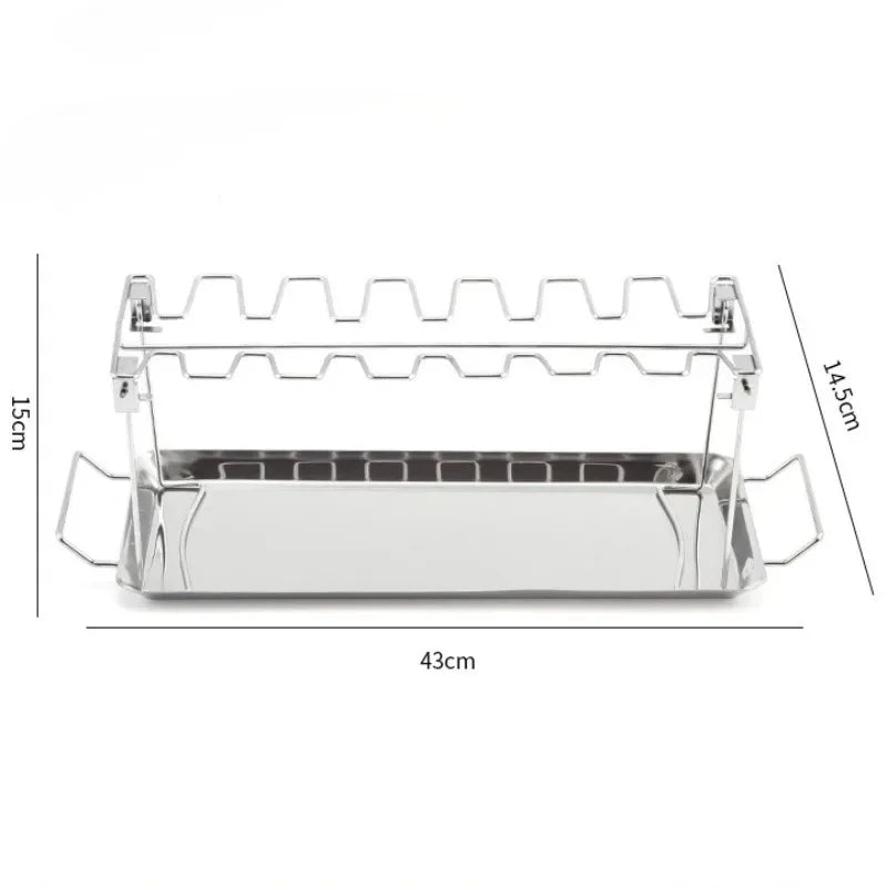 Aço inoxidável BBQ Chicken Leg Racks, Portable Outdoor Camping Churrasqueira, Acessórios de cozinha doméstica, 2Pcs por conjunto