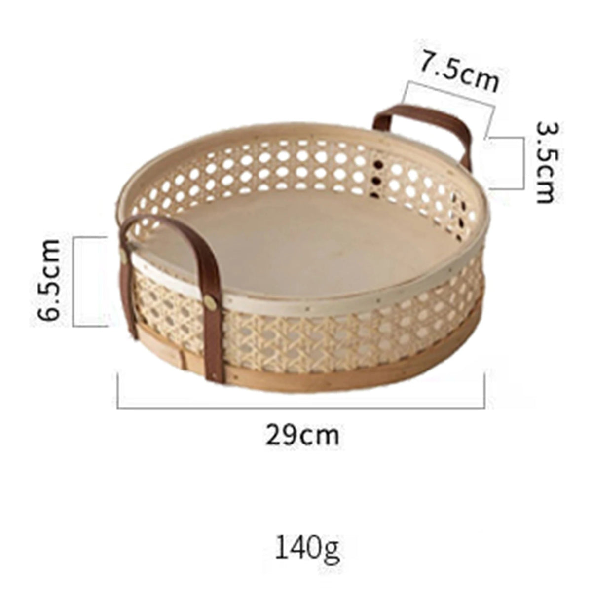 Estilo nórdico rattan tecido coleção bandeja cesta alça de couro pequena cesta circular aromaterapia conjunto chá cesta pão