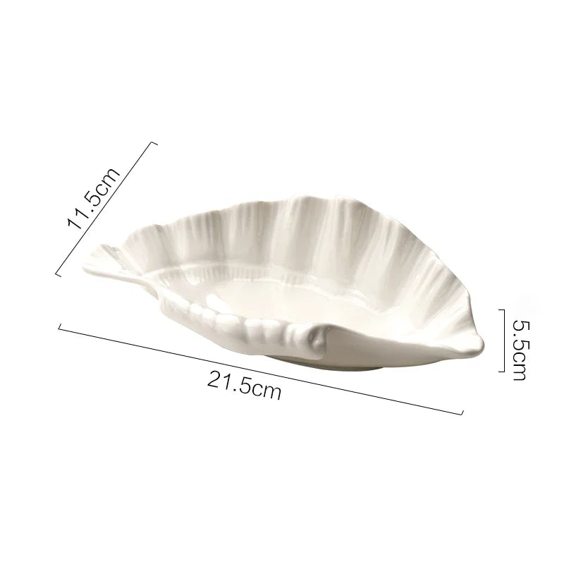 Ahunderjiaz-Placa De Cerâmica De Concha De Creme, Bandeja De Exibição De Jóias, Sala De Estar, Ornamentos Decorativos De Mesa, Decoração De Casa