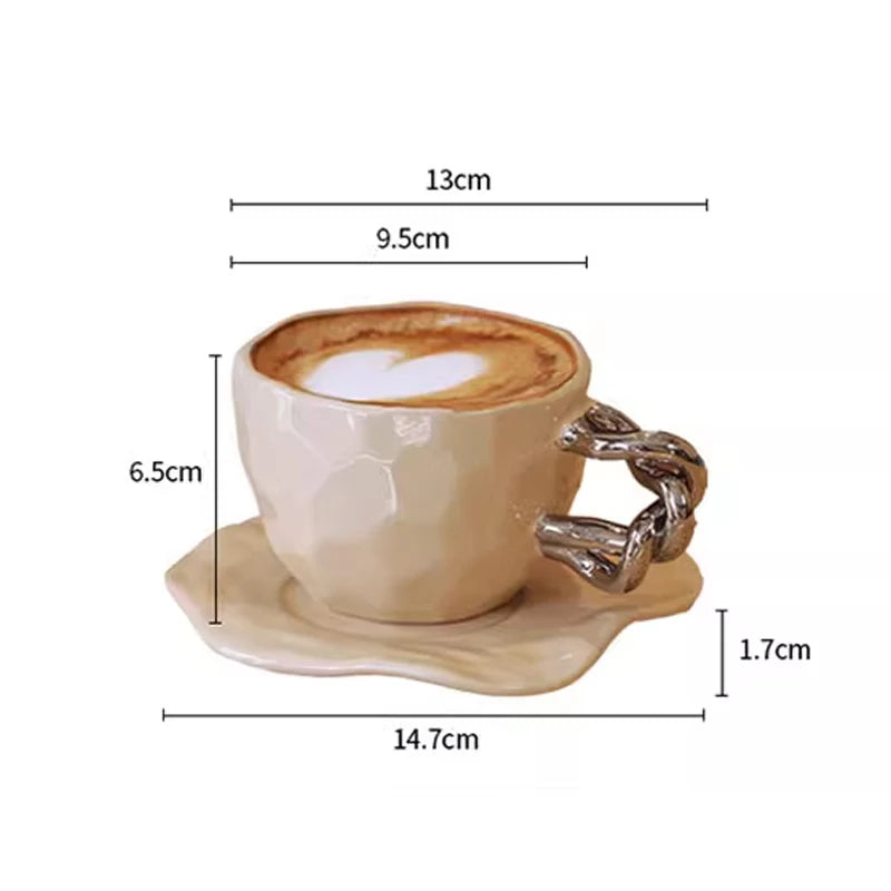 Ahunderjiaz-Retro Casa Caneca De Café, Pires E Xícara De Cerâmica Criativa Com Alça, Copos De Casa, Presente De Aniversário, Novo, 2024