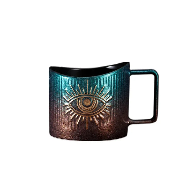 420ml cerâmica drinkware canecas copos de café criativo colorido olhos xícara de chá escritório casa drinkware microondas forno casal handgrip copos