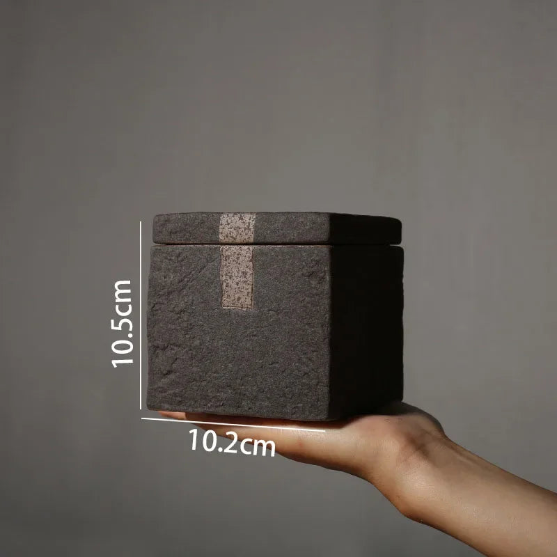 Retro mão esfrega decoração jar mesa de café chá caddy decoração para casa criativo cerâmica armazenamento jar quarto recipiente cosmético