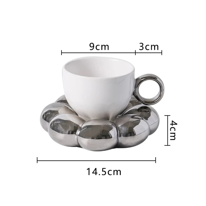 Ahunderjiaz-Modern Cloud Copo De Café De Cerâmica Com Coaster, Utensílios De Cozinha Conjunto, Casa, Escritório, Novo