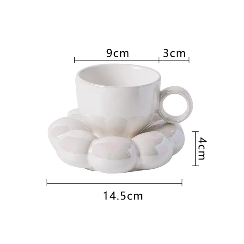 Ahunderjiaz-Modern Cloud Copo De Café De Cerâmica Com Coaster, Utensílios De Cozinha Conjunto, Casa, Escritório, Novo