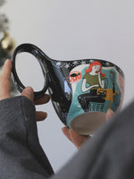 Caneca bonita cerâmica retro francesa, Copos de aveia, Xícara de café do casal, Casa bebendo utensílios, Home Drinkware Set, 400ml, 2024