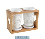 Conjunto de hashis de cerâmica, conjunto multifuncional de tubos para armazenamento de colher, hashi e garfo caixa de armazenamento de cozinha