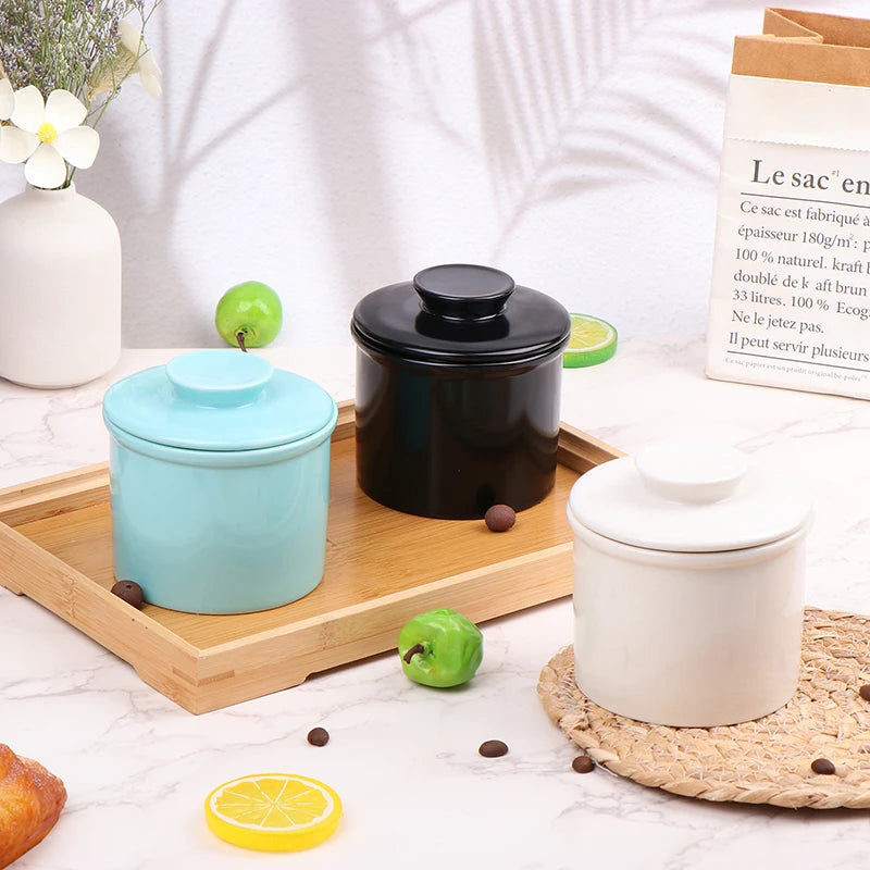 Copo cerâmico com tanque de óleo amarelo, Água selada com tampa, Tanque selado queijo, Caixa de manteiga estilo ocidental criativo